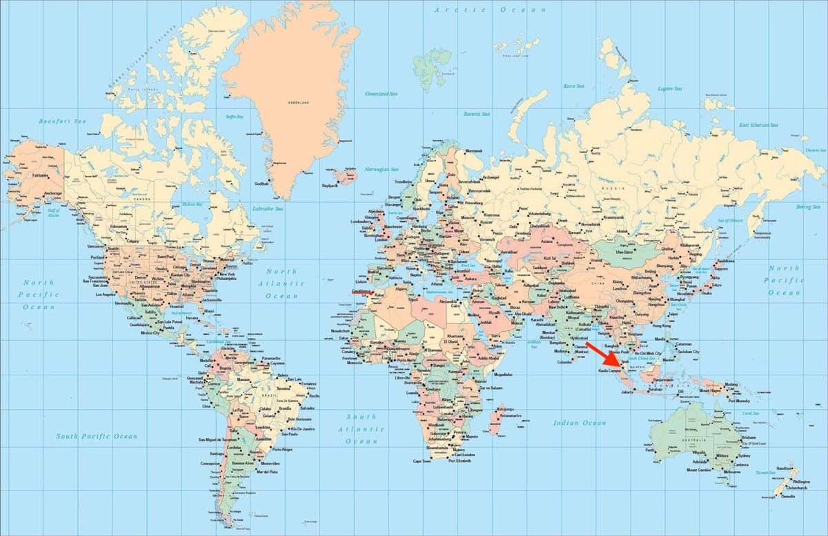 Kuala Lumpur (KL) Standort auf der Weltkarte
