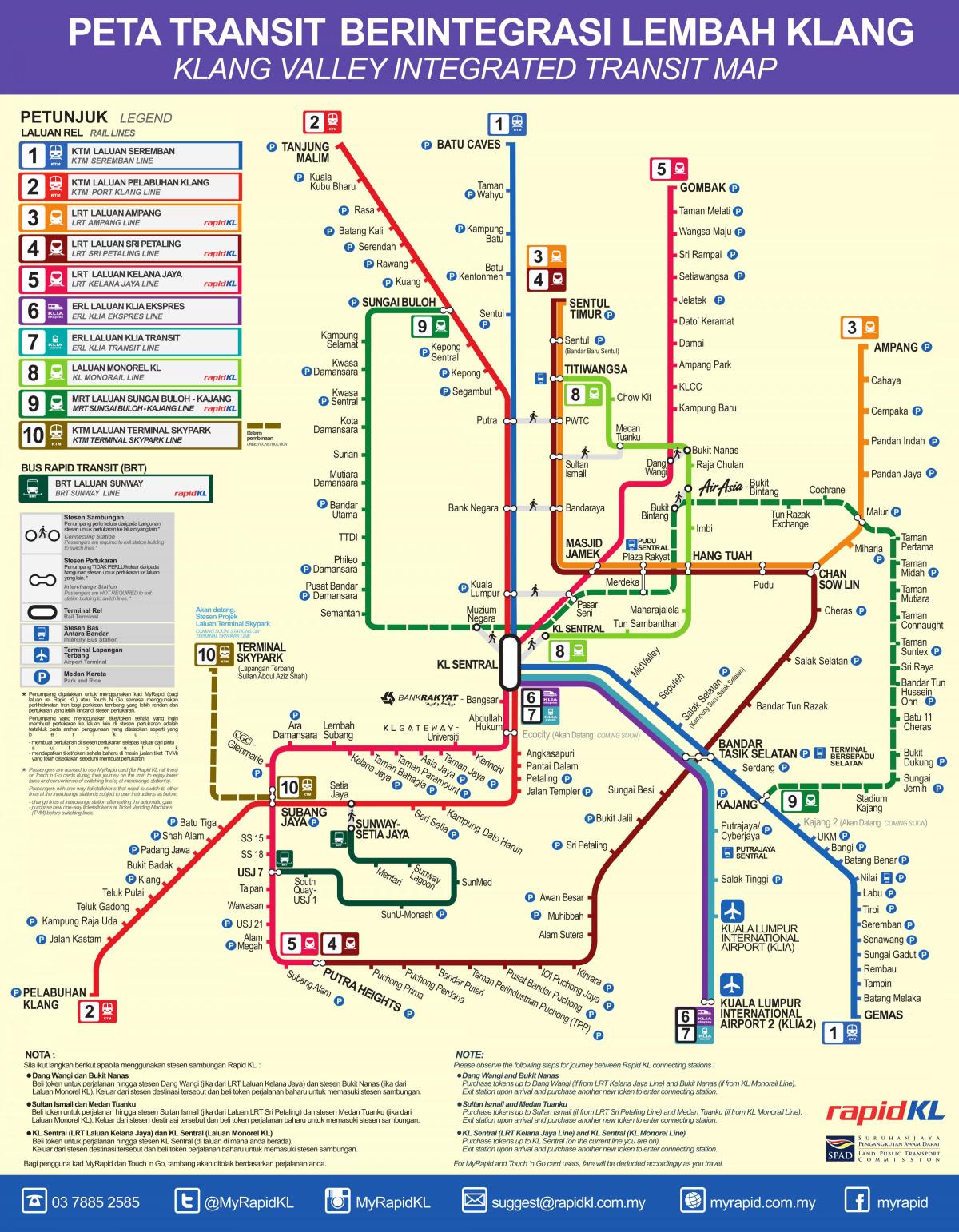 Kuala Lumpur (KL) U-Bahn-Stationen Karte